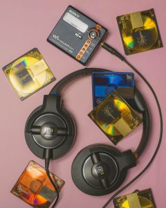headphones and CDs